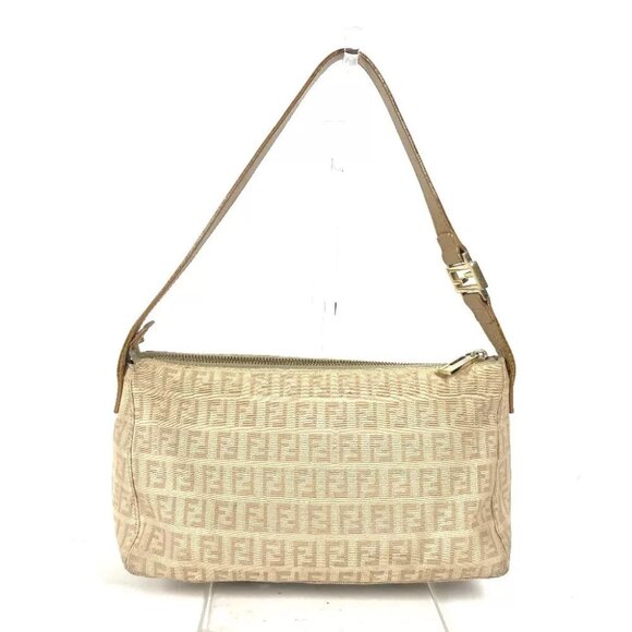 Fendi Handbags - FENDI Zucchino Zucca logo bag Shoulder Bag Leather/Canvas Beige